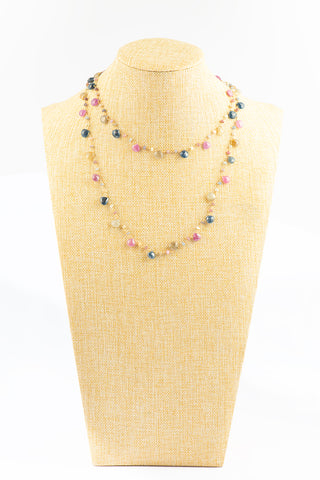 Extra Long Mixed Natural Sapphire Necklace To Roam With Love