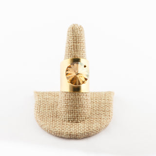 Adjustable Matte Gold Ring With Golden Shadow Crystal