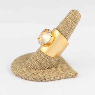 Adjustable Matte Gold Ring With Golden Shadow Crystal