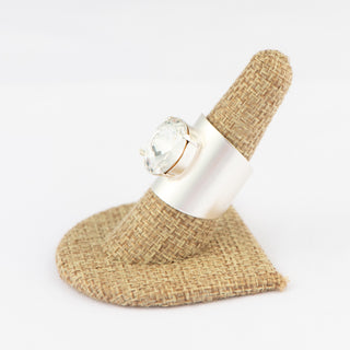 Adjustable Silver Ring with Large Clear Crystal