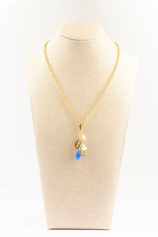 Faceted Blue Chalcedony, Lemon Quartz and Swarovski Crystal Necklace