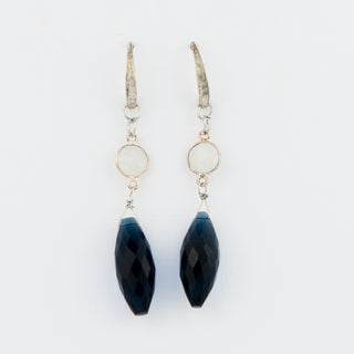 Blue Kyanite and Rainbow Moonstone Earrings To Roam With Love