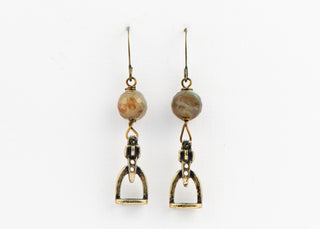 Bronze Stirrup Earrings with 8mm Labradorite