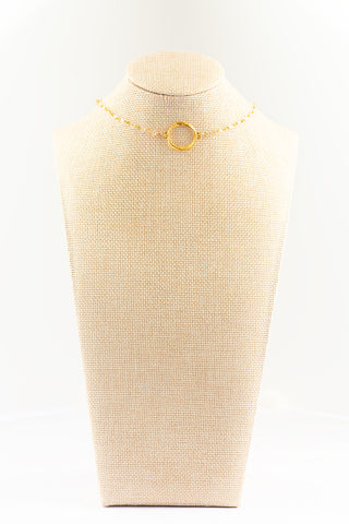 Crystal Choker with Wavy Gold Circle Feature