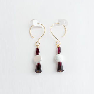 Double Garnet and Freshwater Pearl on Gold-Filled Balloon Ear wire To Roam With Love