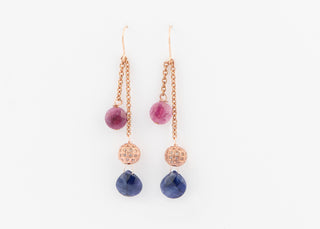Double Sapphire Earrings in Rose Gold