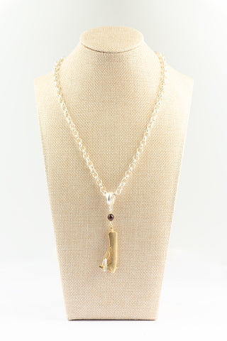 Mixed Metal Necklace with Equestrian Boot and Garnet Feature To Roam With Love