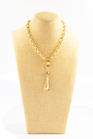 Equestrian Lover Necklace in Matte Gold with Riders Boot and Labradorite To Roam With Love