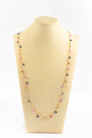 Extra Long Mixed Natural Sapphire Necklace To Roam With Love