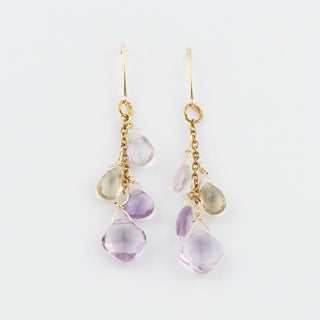 Faceted Amethyst and Lemon Quartz Earrings on 14KG Filled Hangers To Roam With Love