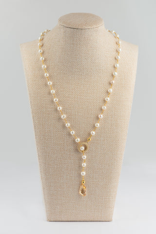Freshwater Pearl and Swarovski Drop Lariat To Roam With Love