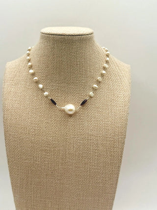 Garnet & Freshwater Pearl Choker – Delicate Silver Wire Necklace To Roam With Love