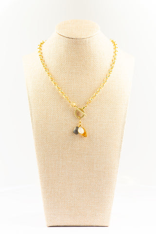 Front Toggle Multi-Gemstone Necklace in Gold