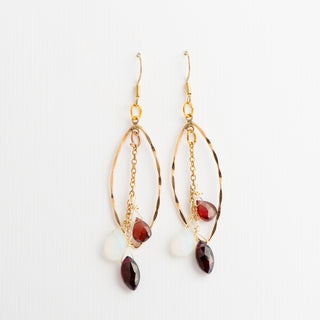 Garnet and Opal Earrings with Marquise on Gold-Filled French Wire To Roam With Love
