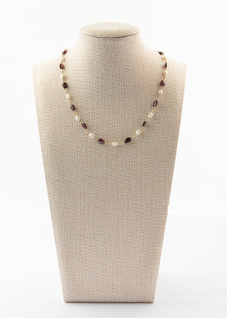 Garnet and Pearl Necklace To Roam With Love