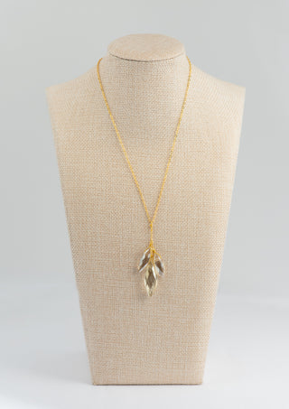 Gold Necklace with Triple Crystal Drop Pendant To Roam With Love