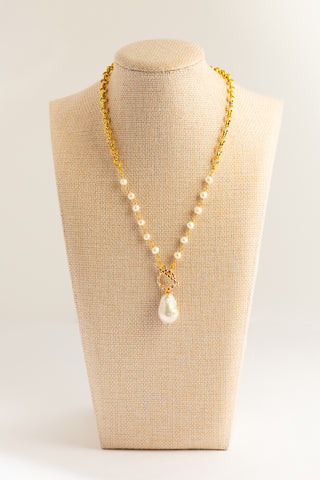 Gold Front Toggle Freshwater and Baroque Pearl To Roam With Love
