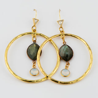 Gold Labradorite and Opalite Hoops To Roam With Love