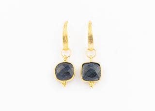 Gold Plated Cushion Cut Natural Sapphire on Gold Vermeil Hanger