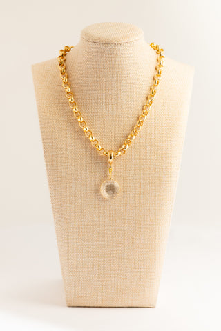 Gold Plated Lucite Drop on Matte Gold Rolo Chain To Roam With Love