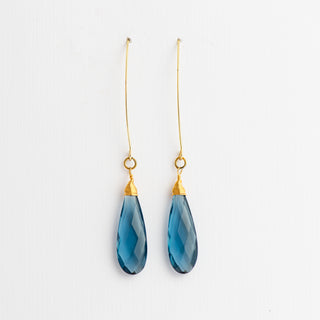 Gold Wrapped Iolite Earrings on Gold Hanger To Roam With Love