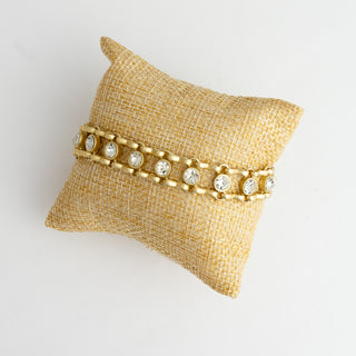 Gold Crystal Bracelet with White Topaz Box Clasp To Roam With Love