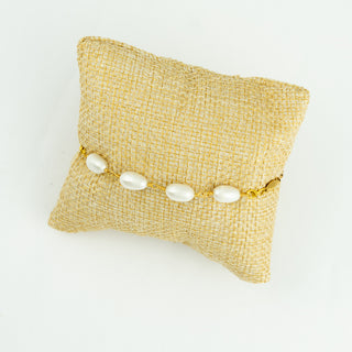 Freshwater Pearl Bracelet with Mother of Pearl Box Clasp To Roam With Love