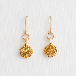 Golden Druzy Drop on Gold-Filled French Wire To Roam With Love