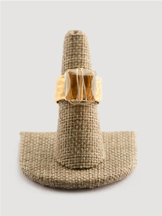 Golden Shadow Swarovski Crystal Ring on Hammered Gold Band To Roam With Love