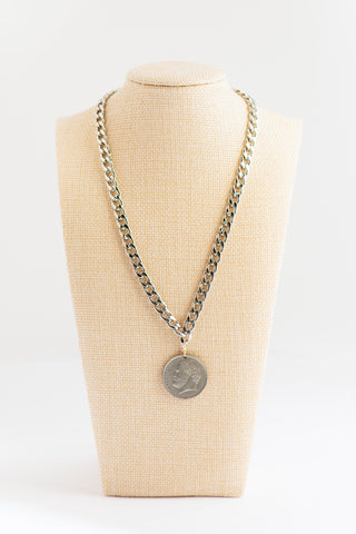 Greek Drachma Silver Chain Necklace To Roam With Love