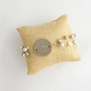 Authentic Italian Lira Bracelet with Pearls, Crystals, Pyrite and Moonstone Clasp To Roam With Love