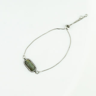 Large CZ Encircled Labradorite Adjustable Bracelet To Roam With Love