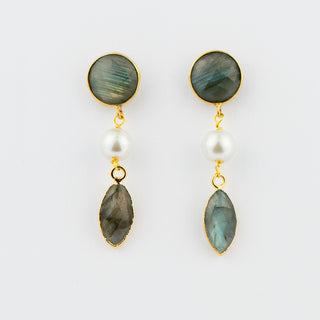 Labradorite and Pearl Earrings To Roam With Love