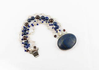 Large Lapis, Garnet, and Rainbow Jade Bracelet