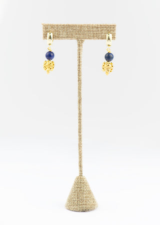 Lapis and Gold Bali Ball Earrings To Roam With Love