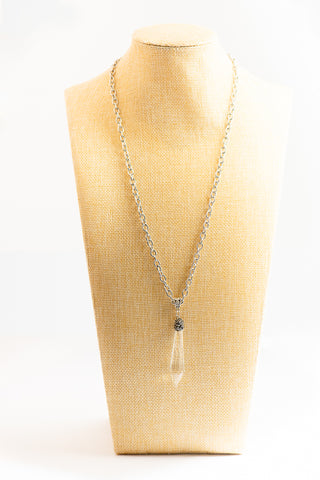 Layering Silver Necklace with Crystal Spike To Roam With Love