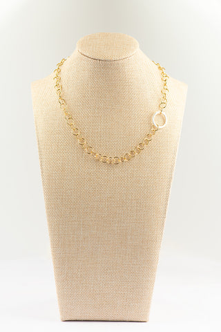 Matte Gold Rolo Necklace with Matte Silver Snake Clasp