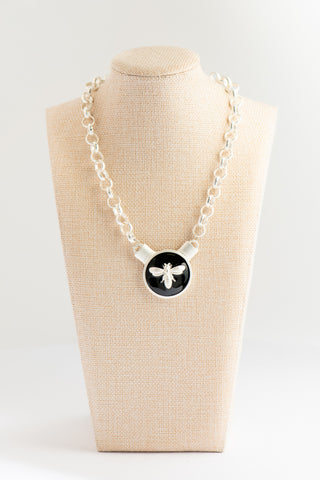 Silver Rolo Chain with Enamel Bee Pendant To Roam With Love