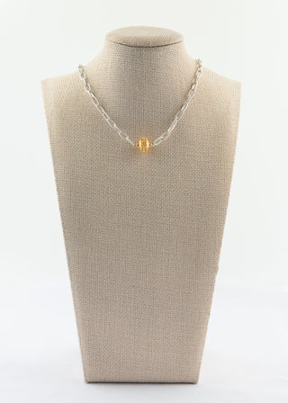 Matte Silver Paperclip Choker with Gold Bali Ball To Roam With Love