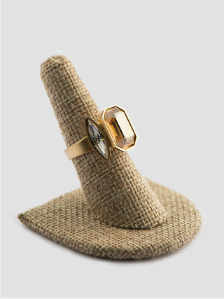 Swarovski Mix Ring on Matte Gold Adjustable Band To Roam With Love