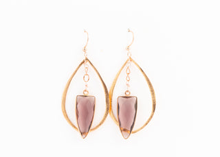 Morganite Arrowhead Earrings in Rose Gold