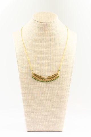 Emerald Bar Necklace with Gold Filled Chain To Roam With Love