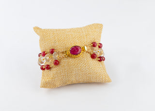 Ruby and Faceted Crystal Box Clasp Bracelet