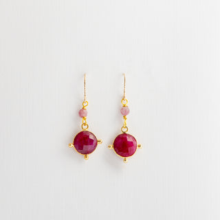 Natural Ruby and Pink Tourmaline Earrings on Gold-Filled Ear Wire To Roam With Love