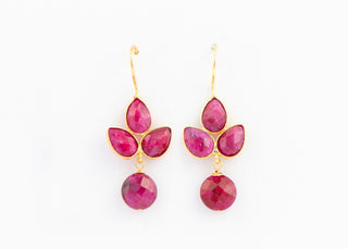 Natural Ruby Flower Earring