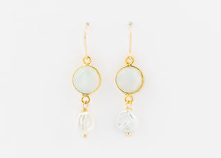 Opalite with Coin Pearl Earrings on Gold Filled French Wire
