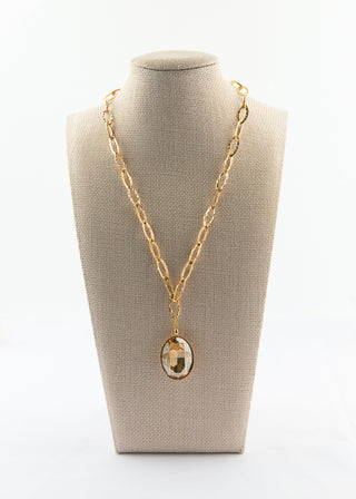 Oversized Copper Swarovski Necklace on Gold Marquise Chain To Roam With Love
