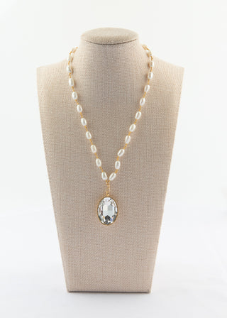 Oversized Swarovski Pendant on Freshwater Pearl Chain To Roam With Love