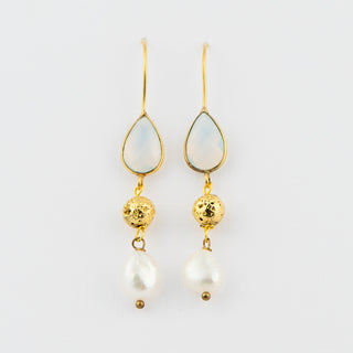 Pearl, Opal and Gold Drop Earrings To Roam With Love