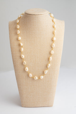 Pink Freshwater Pearl Gold Necklace To Roam With Love